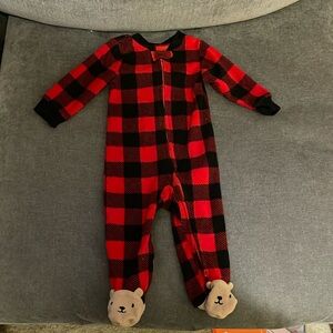 Carters winter teddy bear buffalo plaid pajamas *OBO!*
